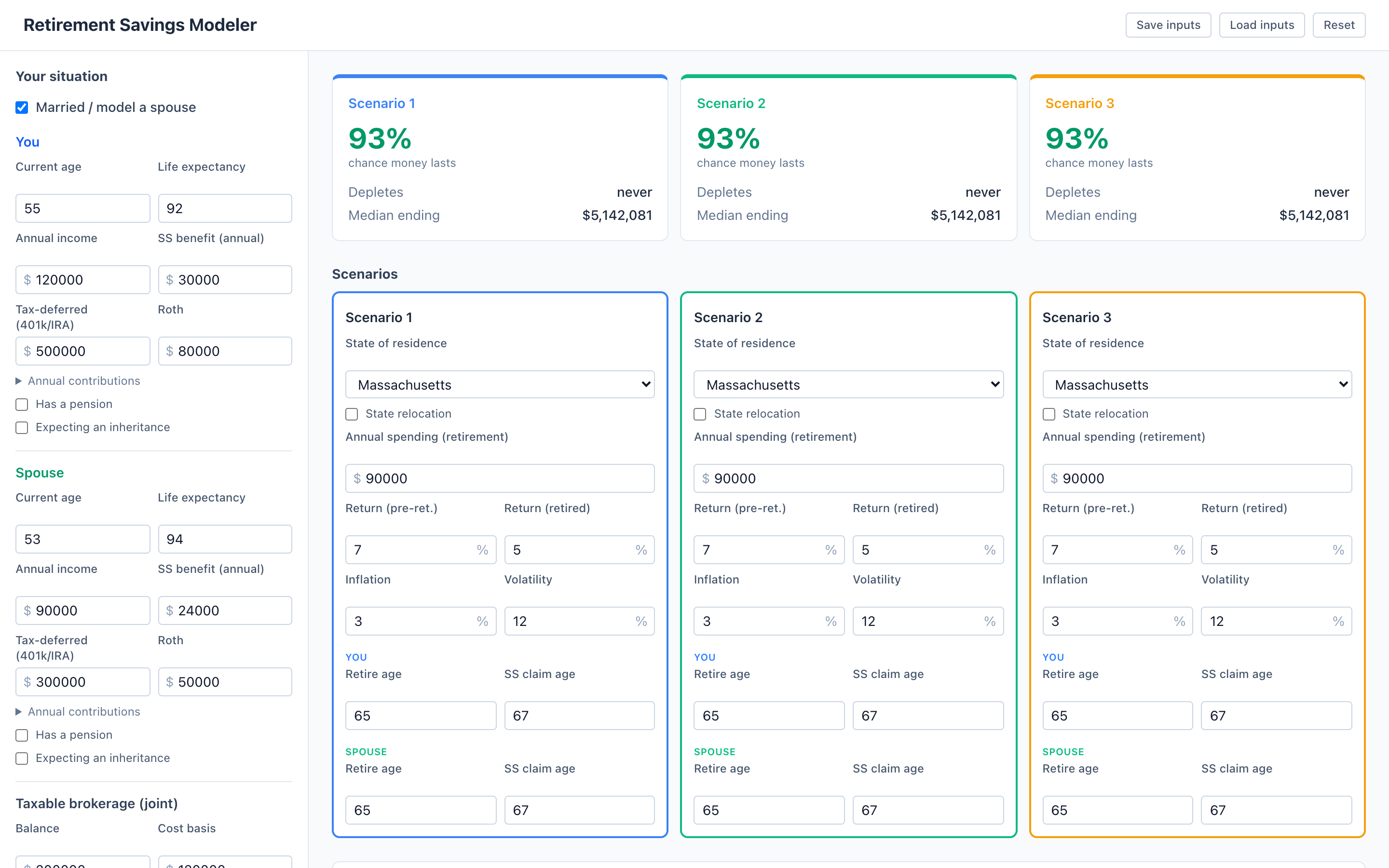 Retirement Savings Modeler screenshot